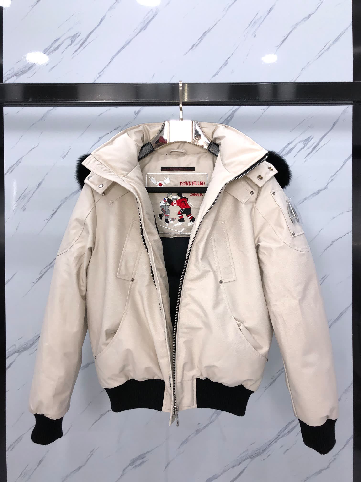 Moose Knuckles Hooded Down Bomber Jacket Moose Knuckles Hooded Down Bomber Jacket